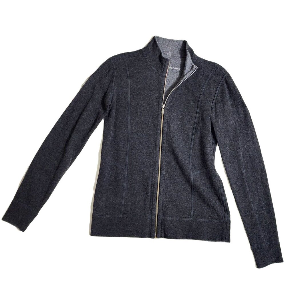Tommy Bahama Womens Charcoal & Light Gray Reversible Cotton Full Zip Size XXS